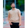 imageCOOFANDY Mens Knit Polo Shirts V Neck Short Sleeve Stretch Polo T Shirt Casual Golf ShirtsKhaki