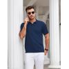 imageCOOFANDY Mens Knit Polo Shirts V Neck Short Sleeve Stretch Polo T Shirt Casual Golf ShirtsNavy Blue