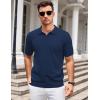 imageCOOFANDY Mens Knit Polo Shirts V Neck Short Sleeve Stretch Polo T Shirt Casual Golf ShirtsNavy Blue