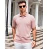 imageCOOFANDY Mens Knit Polo Shirts V Neck Short Sleeve Stretch Polo T Shirt Casual Golf ShirtsPink
