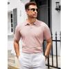 imageCOOFANDY Mens Knit Polo Shirts V Neck Short Sleeve Stretch Polo T Shirt Casual Golf ShirtsPink