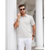 imageCOOFANDY Mens Knit Polo Shirts V Neck Short Sleeve Stretch Polo T Shirt Casual Golf ShirtsWhite