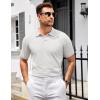 imageCOOFANDY Mens Knit Polo Shirts V Neck Short Sleeve Stretch Polo T Shirt Casual Golf ShirtsWhite