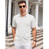 imageCOOFANDY Mens Knit Polo Shirts V Neck Short Sleeve Stretch Polo T Shirt Casual Golf ShirtsWhite