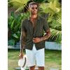 imageCOOFANDY Mens Knit Shirts Short Sleeve Casual Button Down Polo Shirt Summer Beach Vacation ShirtsArmy Green