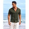imageCOOFANDY Mens Knit Shirts Short Sleeve Casual Button Down Polo Shirt Summer Beach Vacation ShirtsArmy Green
