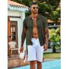 imageCOOFANDY Mens Knit Shirts Short Sleeve Casual Button Down Polo Shirt Summer Beach Vacation ShirtsArmy Green
