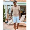 imageCOOFANDY Mens Knit Shirts Short Sleeve Casual Button Down Polo Shirt Summer Beach Vacation ShirtsBeige