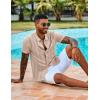 imageCOOFANDY Mens Knit Shirts Short Sleeve Casual Button Down Polo Shirt Summer Beach Vacation ShirtsBeige