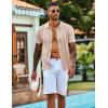imageCOOFANDY Mens Knit Shirts Short Sleeve Casual Button Down Polo Shirt Summer Beach Vacation ShirtsBeige