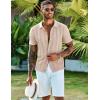 imageCOOFANDY Mens Knit Shirts Short Sleeve Casual Button Down Polo Shirt Summer Beach Vacation ShirtsBeige