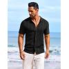 imageCOOFANDY Mens Knit Shirts Short Sleeve Casual Button Down Polo Shirt Summer Beach Vacation ShirtsBlack