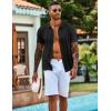 imageCOOFANDY Mens Knit Shirts Short Sleeve Casual Button Down Polo Shirt Summer Beach Vacation ShirtsBlack