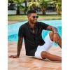 imageCOOFANDY Mens Knit Shirts Short Sleeve Casual Button Down Polo Shirt Summer Beach Vacation ShirtsBlack