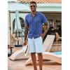 imageCOOFANDY Mens Knit Shirts Short Sleeve Casual Button Down Polo Shirt Summer Beach Vacation ShirtsDenim Blue