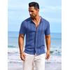 imageCOOFANDY Mens Knit Shirts Short Sleeve Casual Button Down Polo Shirt Summer Beach Vacation ShirtsDenim Blue
