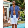 imageCOOFANDY Mens Knit Shirts Short Sleeve Casual Button Down Polo Shirt Summer Beach Vacation ShirtsDenim Blue