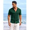imageCOOFANDY Mens Knit Shirts Short Sleeve Casual Button Down Polo Shirt Summer Beach Vacation ShirtsGreen