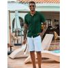 imageCOOFANDY Mens Knit Shirts Short Sleeve Casual Button Down Polo Shirt Summer Beach Vacation ShirtsGreen