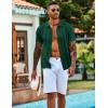imageCOOFANDY Mens Knit Shirts Short Sleeve Casual Button Down Polo Shirt Summer Beach Vacation ShirtsGreen