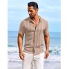 imageCOOFANDY Mens Knit Shirts Short Sleeve Casual Button Down Polo Shirt Summer Beach Vacation ShirtsKhaki