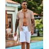 imageCOOFANDY Mens Knit Shirts Short Sleeve Casual Button Down Polo Shirt Summer Beach Vacation ShirtsKhaki