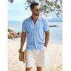 imageCOOFANDY Mens Knit Shirts Short Sleeve Casual Button Down Polo Shirt Summer Beach Vacation ShirtsLight Blue