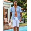 imageCOOFANDY Mens Knit Shirts Short Sleeve Casual Button Down Polo Shirt Summer Beach Vacation ShirtsLight Blue