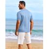imageCOOFANDY Mens Knit Shirts Short Sleeve Casual Button Down Polo Shirt Summer Beach Vacation ShirtsLight Blue