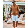 imageCOOFANDY Mens Knit Shirts Short Sleeve Casual Button Down Polo Shirt Summer Beach Vacation ShirtsLight Brown