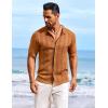 imageCOOFANDY Mens Knit Shirts Short Sleeve Casual Button Down Polo Shirt Summer Beach Vacation ShirtsLight Brown