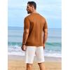 imageCOOFANDY Mens Knit Shirts Short Sleeve Casual Button Down Polo Shirt Summer Beach Vacation ShirtsLight Brown