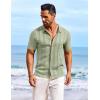 imageCOOFANDY Mens Knit Shirts Short Sleeve Casual Button Down Polo Shirt Summer Beach Vacation ShirtsLight Green