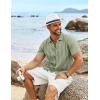 imageCOOFANDY Mens Knit Shirts Short Sleeve Casual Button Down Polo Shirt Summer Beach Vacation ShirtsLight Green
