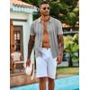 imageCOOFANDY Mens Knit Shirts Short Sleeve Casual Button Down Polo Shirt Summer Beach Vacation ShirtsLight Grey