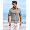 imageCOOFANDY Mens Knit Shirts Short Sleeve Casual Button Down Polo Shirt Summer Beach Vacation ShirtsLight Grey