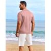 imageCOOFANDY Mens Knit Shirts Short Sleeve Casual Button Down Polo Shirt Summer Beach Vacation ShirtsLight Pink