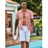 imageCOOFANDY Mens Knit Shirts Short Sleeve Casual Button Down Polo Shirt Summer Beach Vacation ShirtsLight Pink