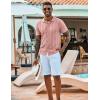 imageCOOFANDY Mens Knit Shirts Short Sleeve Casual Button Down Polo Shirt Summer Beach Vacation ShirtsLight Pink
