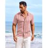 imageCOOFANDY Mens Knit Shirts Short Sleeve Casual Button Down Polo Shirt Summer Beach Vacation ShirtsLight Pink