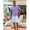 imageCOOFANDY Mens Knit Shirts Short Sleeve Casual Button Down Polo Shirt Summer Beach Vacation ShirtsLilac
