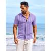 imageCOOFANDY Mens Knit Shirts Short Sleeve Casual Button Down Polo Shirt Summer Beach Vacation ShirtsLilac