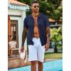 imageCOOFANDY Mens Knit Shirts Short Sleeve Casual Button Down Polo Shirt Summer Beach Vacation ShirtsNavy Blue