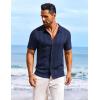 imageCOOFANDY Mens Knit Shirts Short Sleeve Casual Button Down Polo Shirt Summer Beach Vacation ShirtsNavy Blue