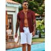 imageCOOFANDY Mens Knit Shirts Short Sleeve Casual Button Down Polo Shirt Summer Beach Vacation ShirtsWine Red