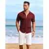 imageCOOFANDY Mens Knit Shirts Short Sleeve Casual Button Down Polo Shirt Summer Beach Vacation ShirtsWine Red