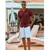 imageCOOFANDY Mens Knit Shirts Short Sleeve Casual Button Down Polo Shirt Summer Beach Vacation ShirtsWine Red