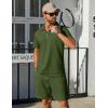 imageCOOFANDY Mens Track Suits 2 Piece Set Casual Quarter Zip Polo Shirt and Shorts Set Sweatsuit Summer OutfitsArmy Green