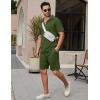 imageCOOFANDY Mens Track Suits 2 Piece Set Casual Quarter Zip Polo Shirt and Shorts Set Sweatsuit Summer OutfitsArmy Green
