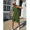 imageCOOFANDY Mens Track Suits 2 Piece Set Casual Quarter Zip Polo Shirt and Shorts Set Sweatsuit Summer OutfitsArmy Green